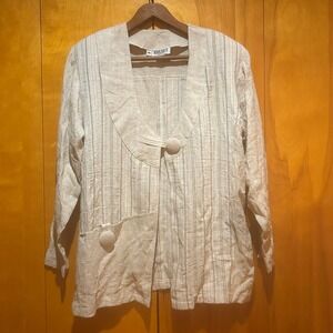 Vintage 90s Highlights Open Cardigan / Tunic Womens M Rayon Flax Lagenlook Layer